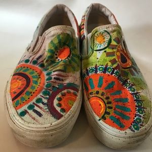 Hand painted, one-of-a-kind Vans Slip On